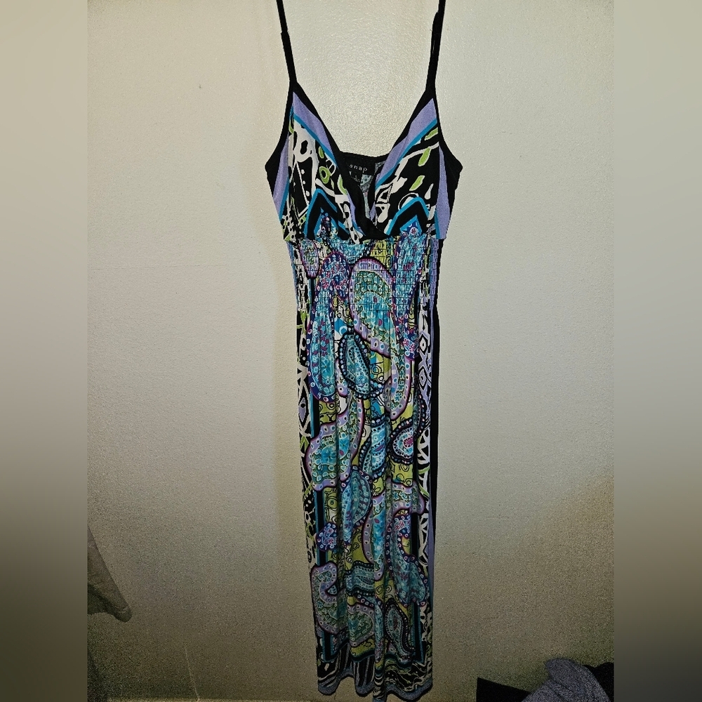 Snap Womans Spaghetti Strap Maxi Dress Size L